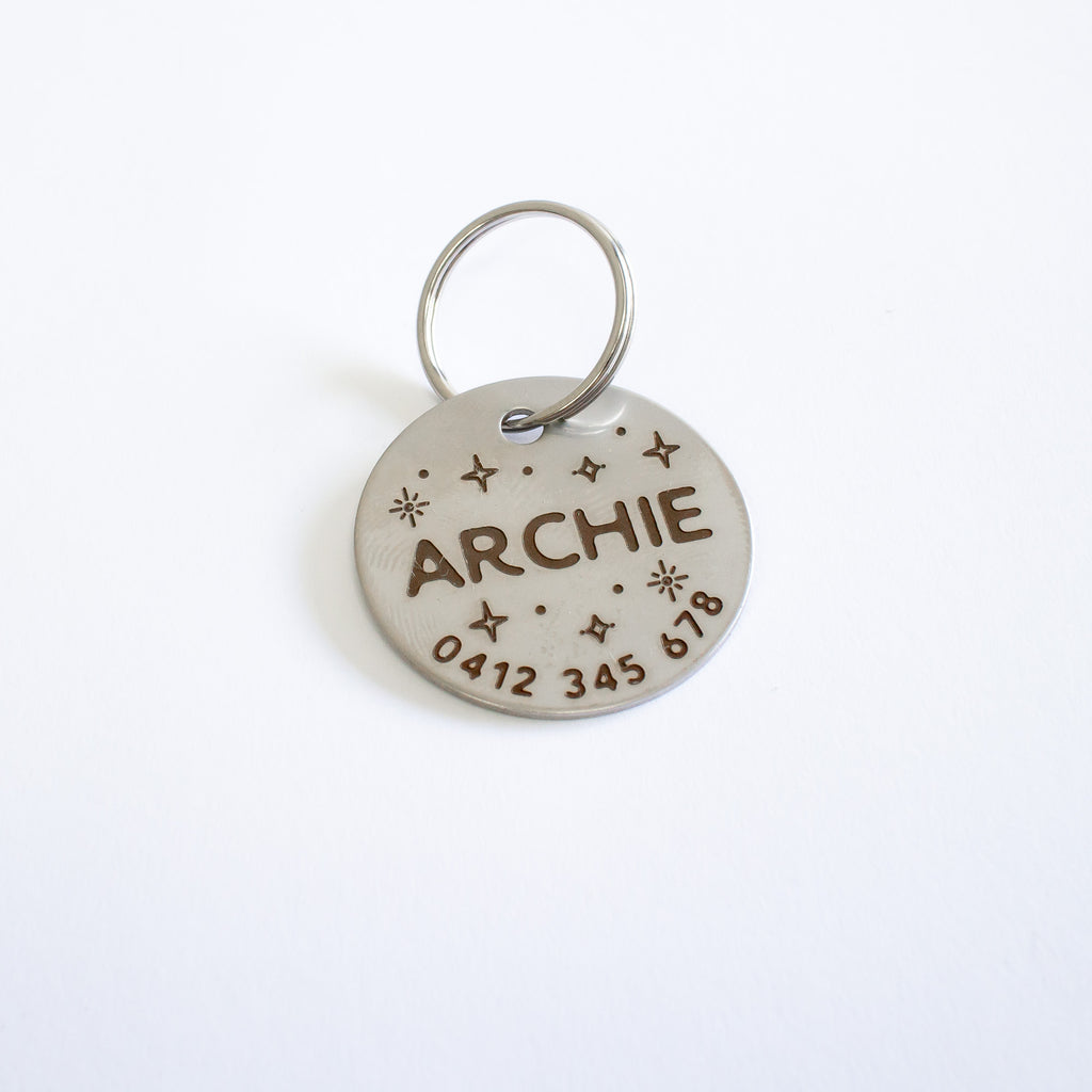 Personalised Silver Sparkles Design Animal ID Tag