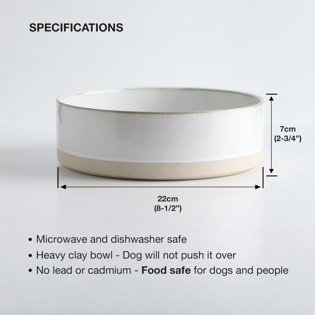White XL Ceramic Dog Water Bowl