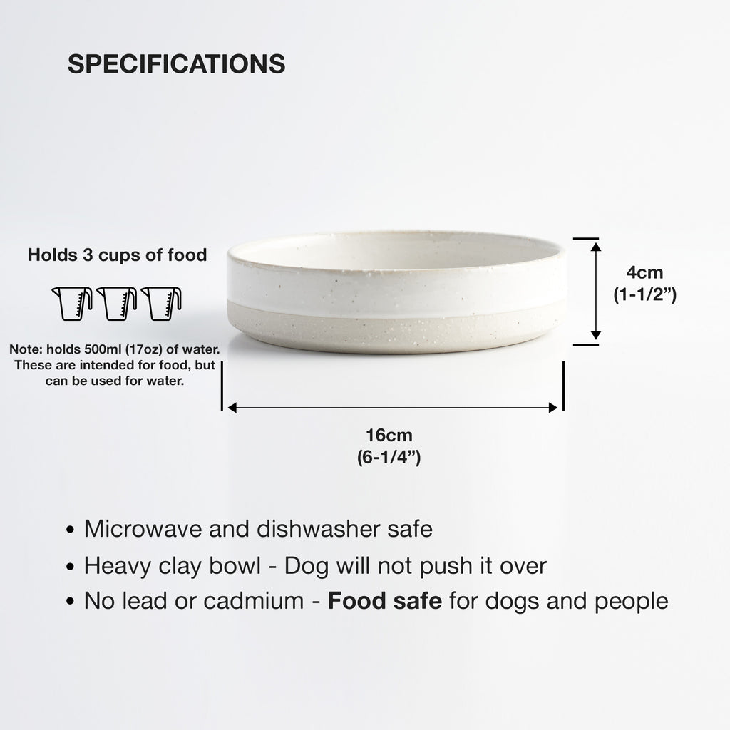 White Ceramic Dog Food Bowl