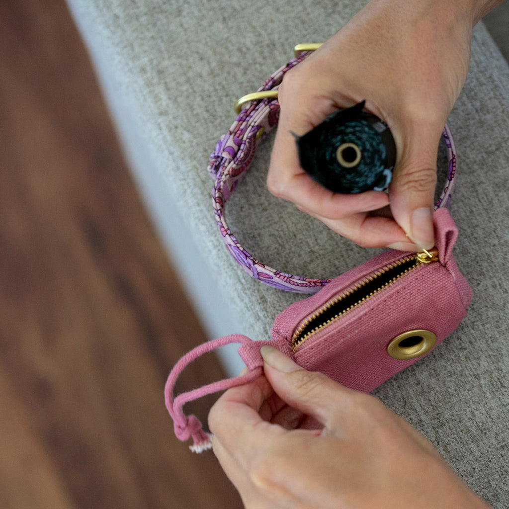 Dusty Pink Organic Canvas Poo Bag Holder