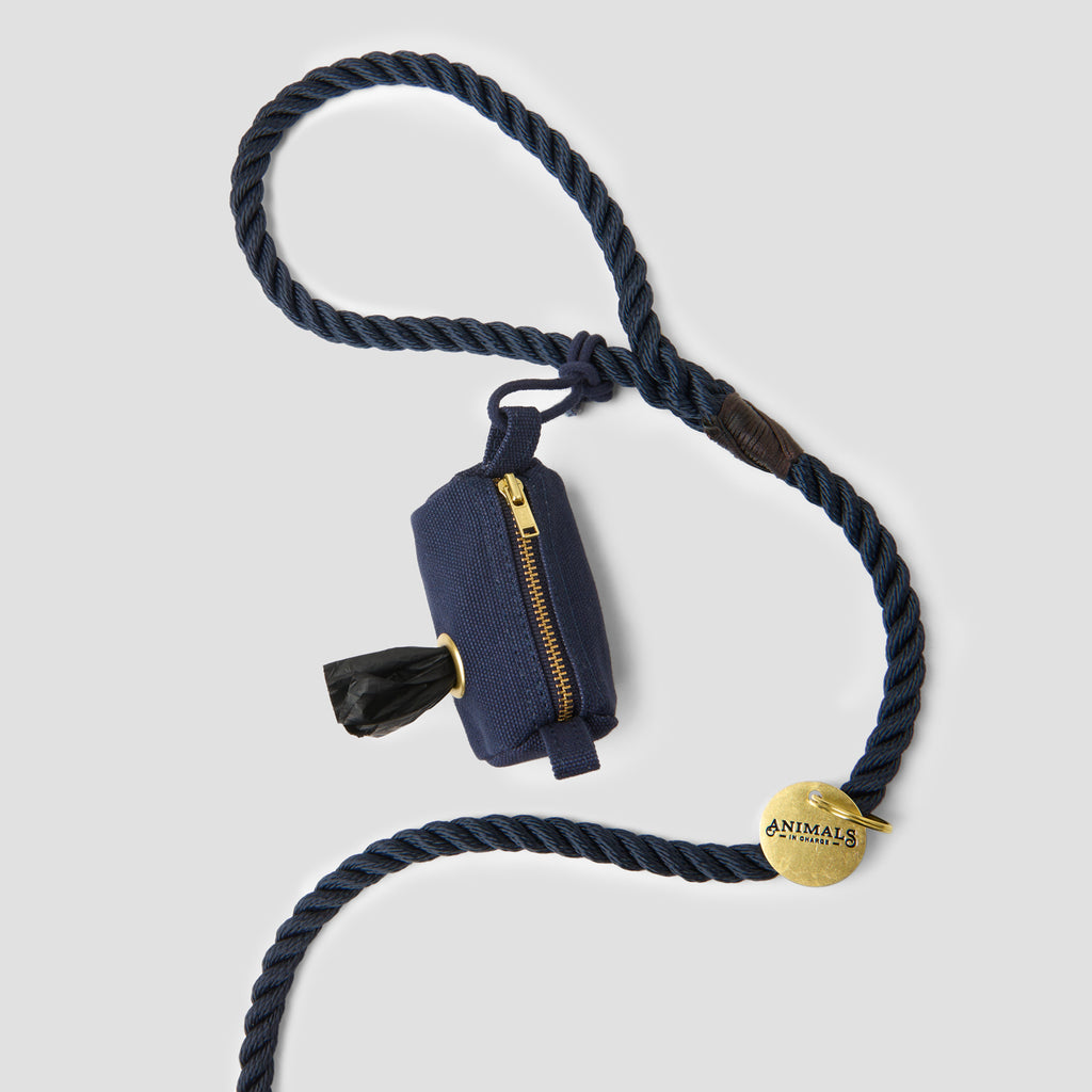 Navy Organic Canvas Poo Bag Holder