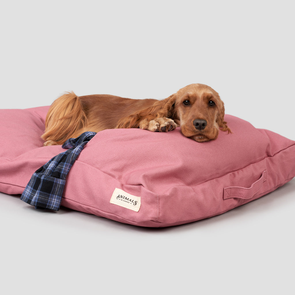 Dusty Pink Organic Canvas Dog Bed