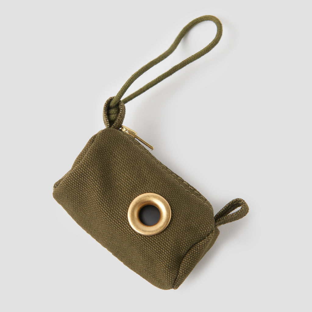 Olive Organic Canvas Poo Bag Holder