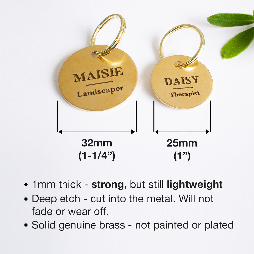 Personalised Brass Occupation Design Animal ID Tag