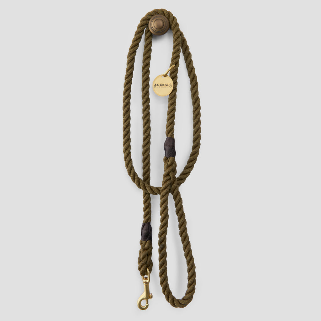 Olive Recycled Rope Dog Leash