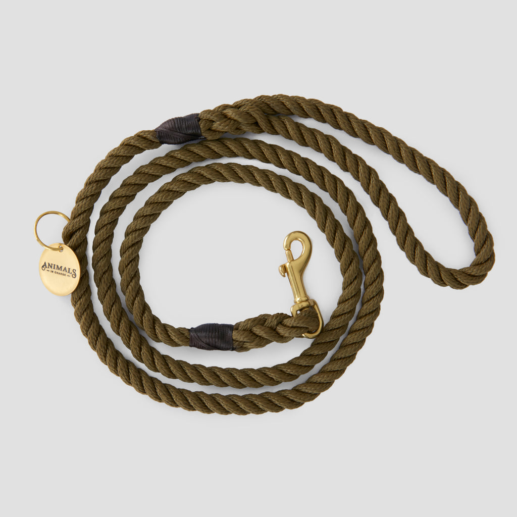 Olive Recycled Rope Dog Leash