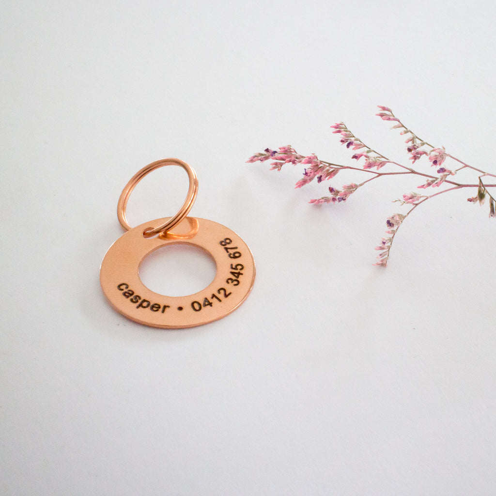 Personalised Copper Classic Ring Design Animal ID Tag