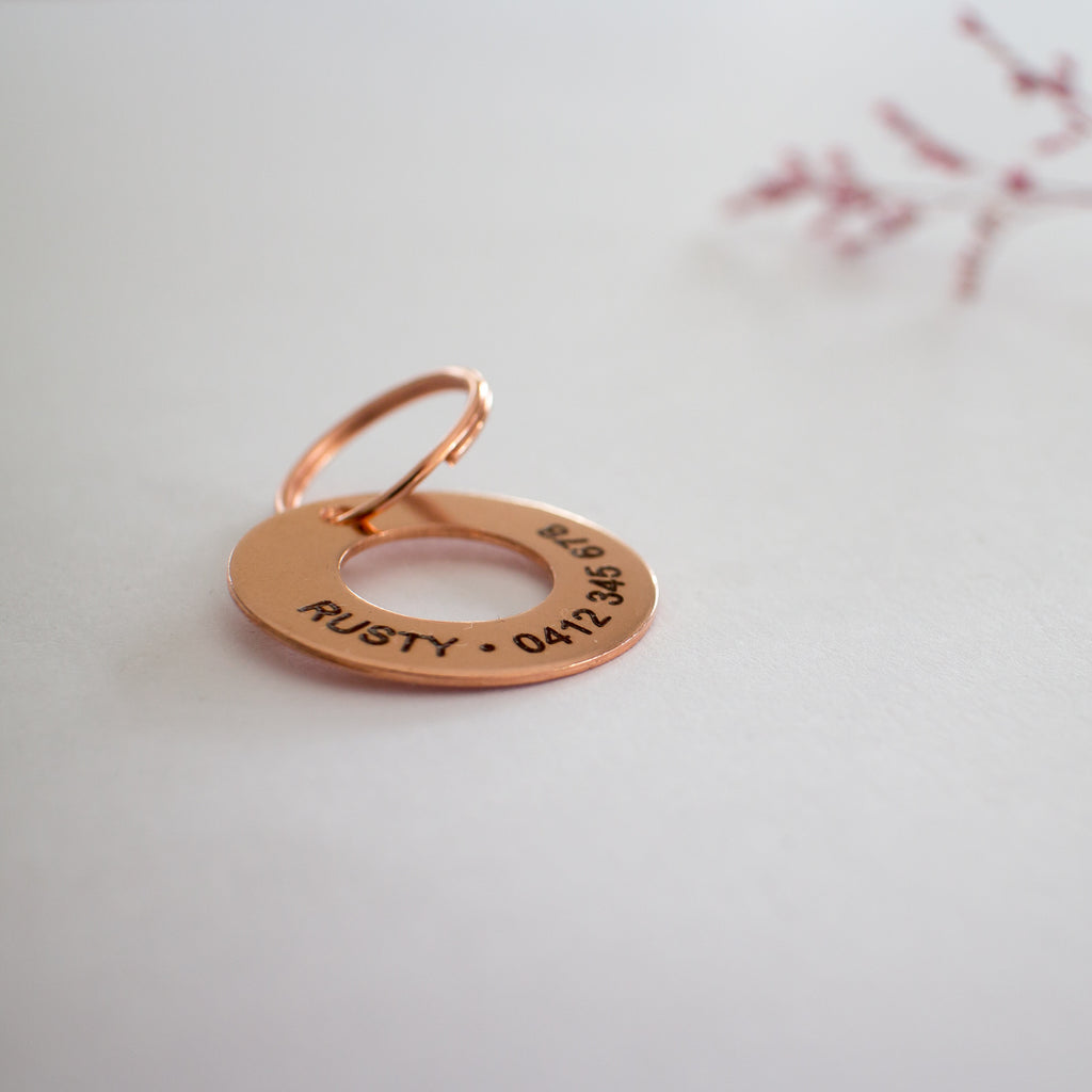 Personalised Copper Classic Ring Design Animal ID Tag