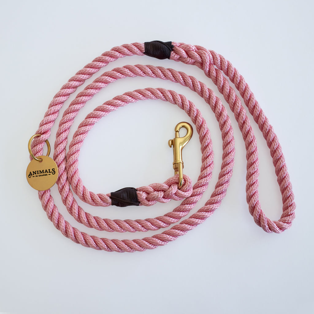 Rose Pink Rope Dog Leash