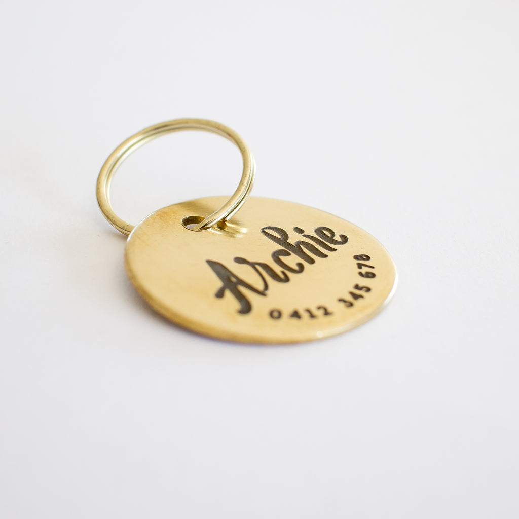 Personalised Brass Minimal Design Animal ID Tag