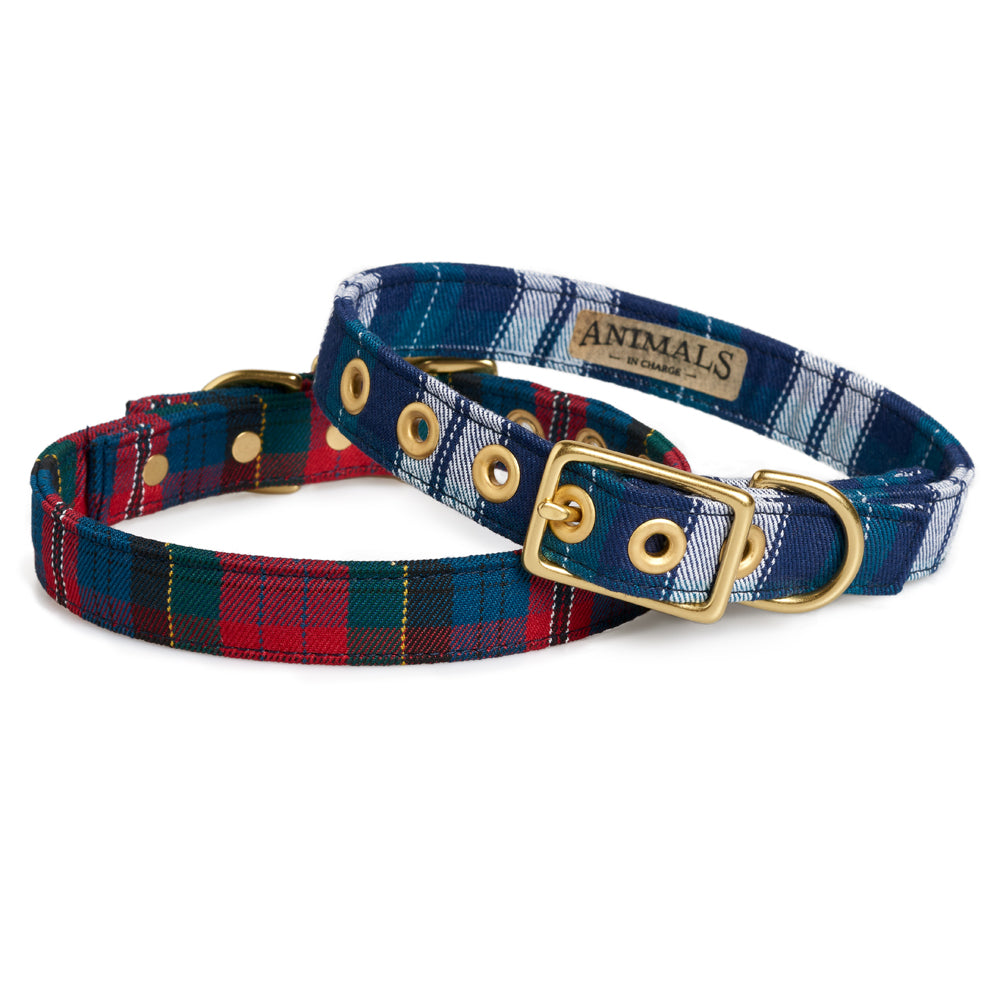 Blue Tartan Designer Dog Collar