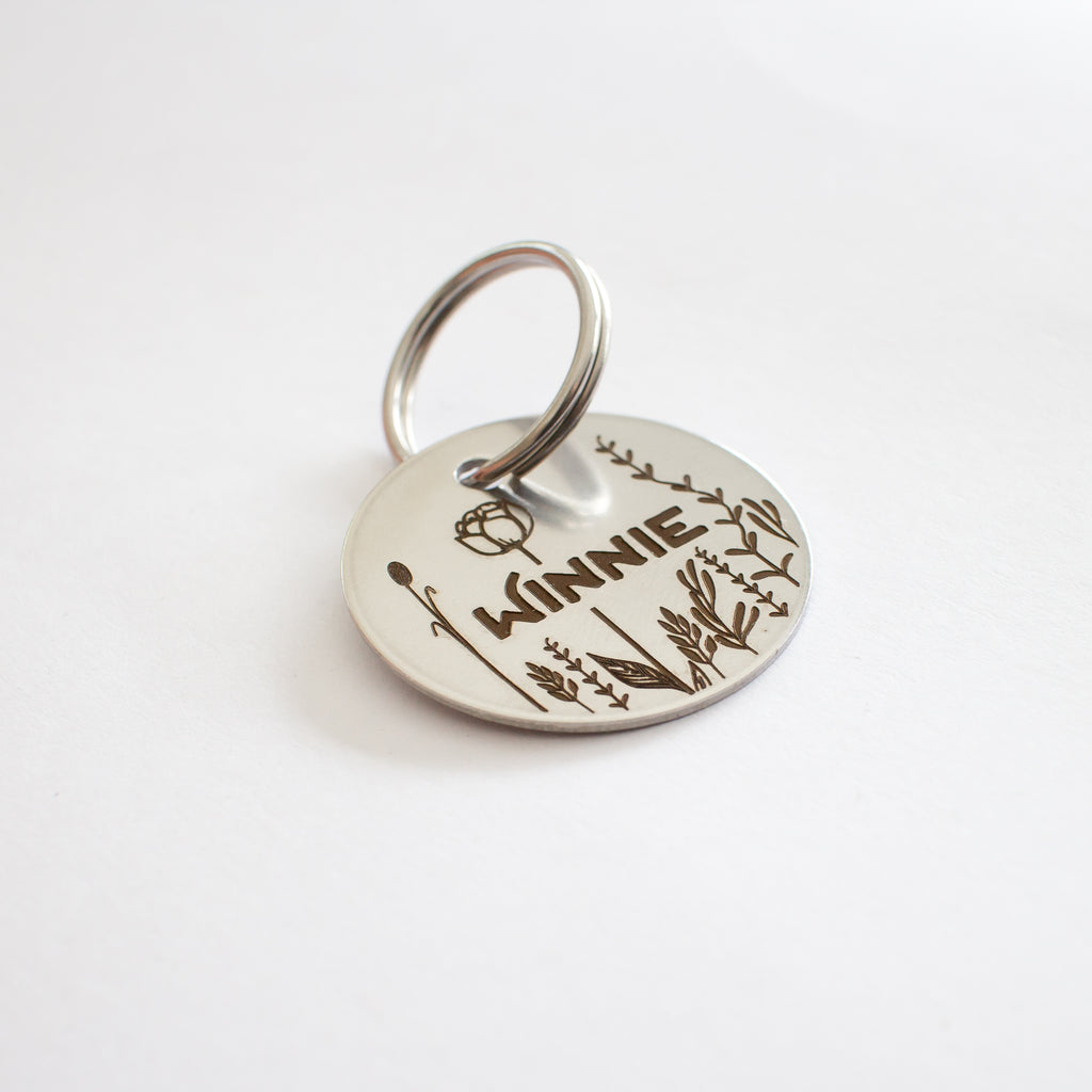 Personalised Silver Floral Design Animal ID Tag