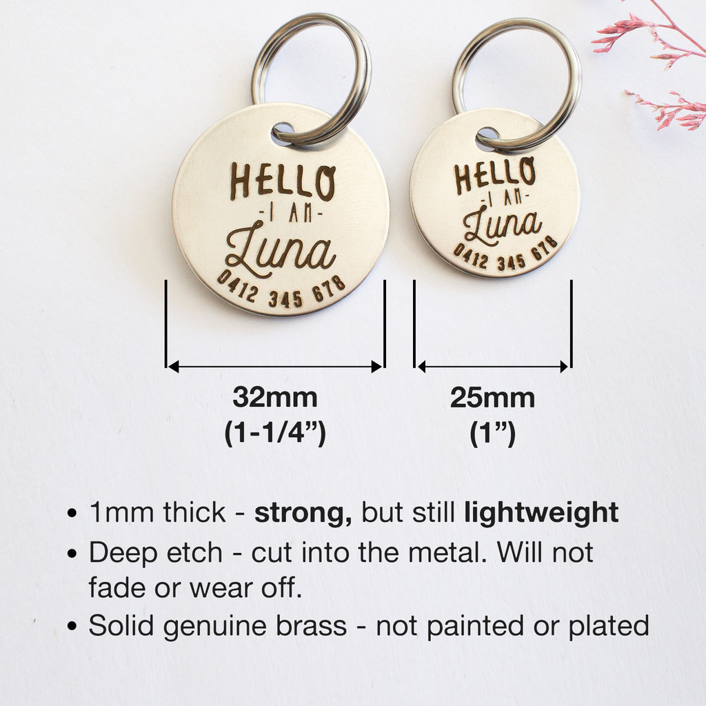 Personalised Silver 'Hello' Design Animal ID Tag
