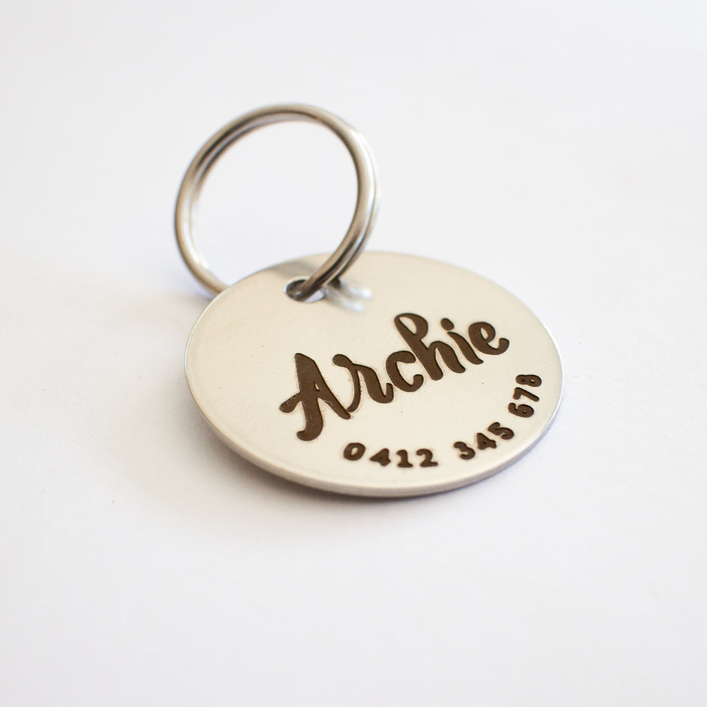 Personalised Silver Minimal Design Animal ID Tag