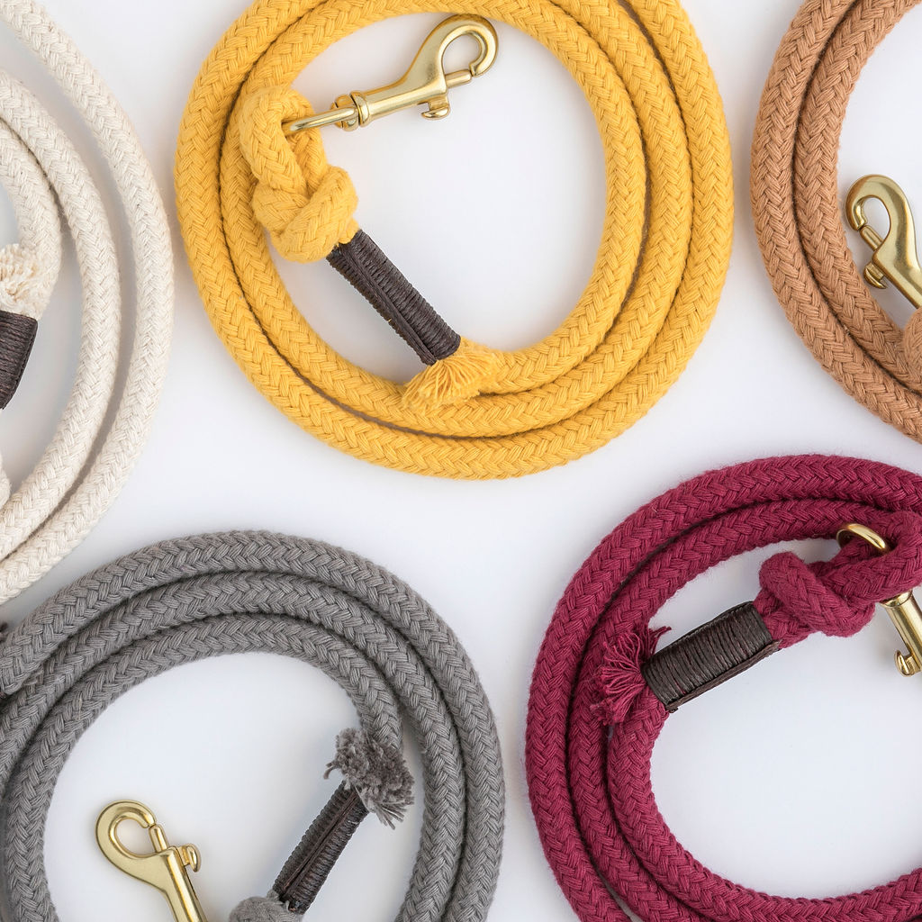 Caramel Brown Organic Rope Dog Leash