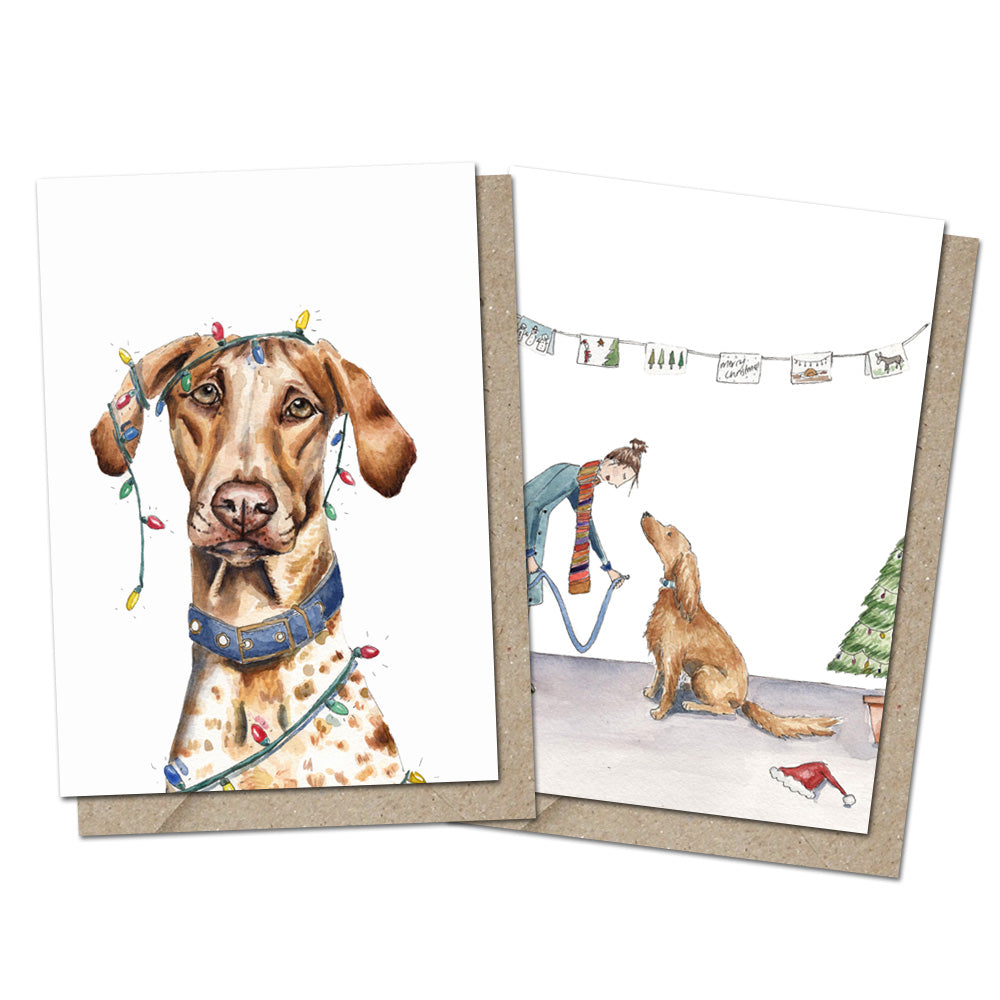 Pack of 6 Festive Dog Lover Greeting Cards