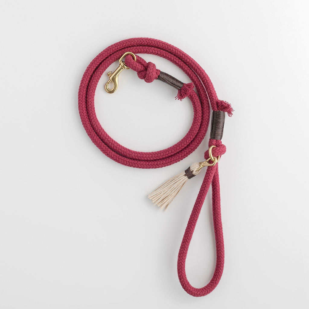 Plum Red Organic Rope Dog Leash