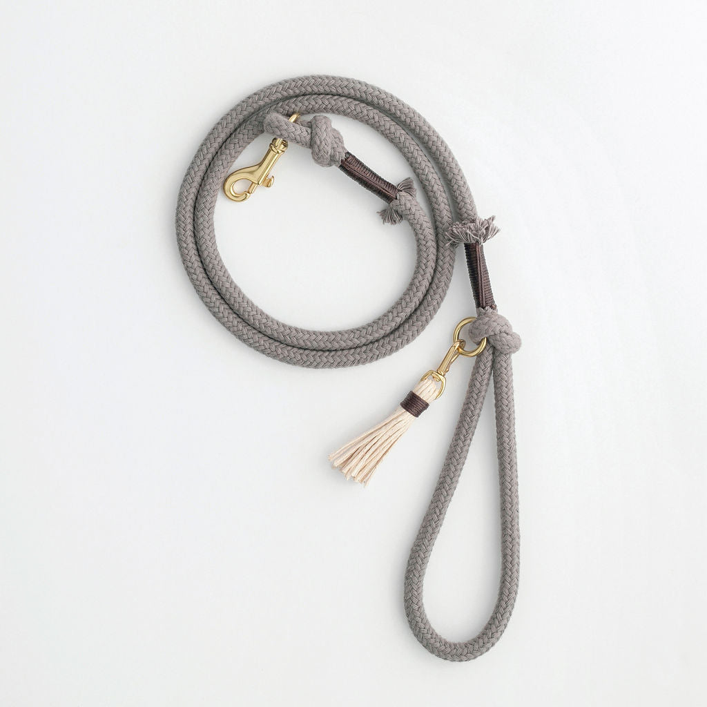 Stone Grey Organic Rope Dog Leash