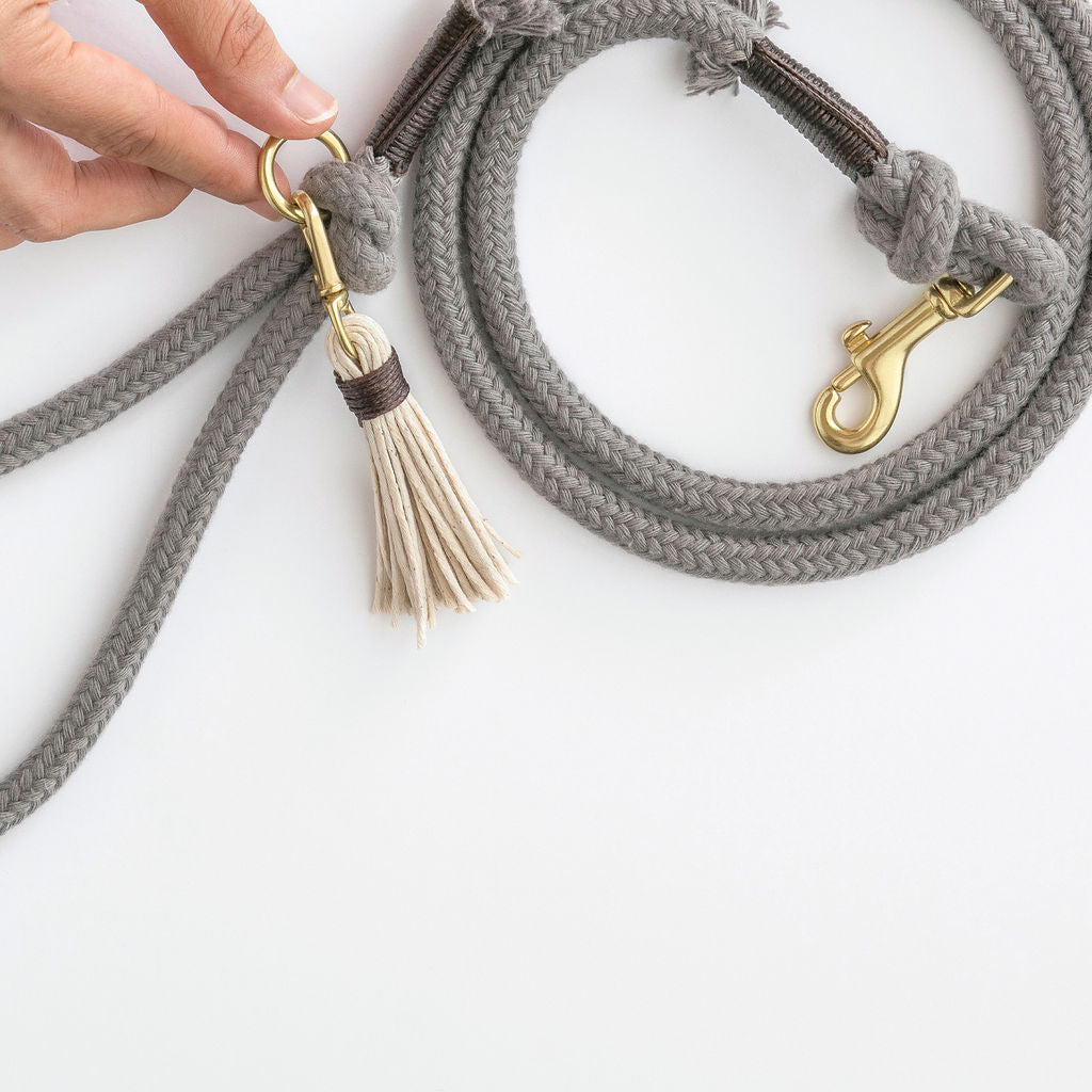 Stone Grey Organic Rope Dog Leash